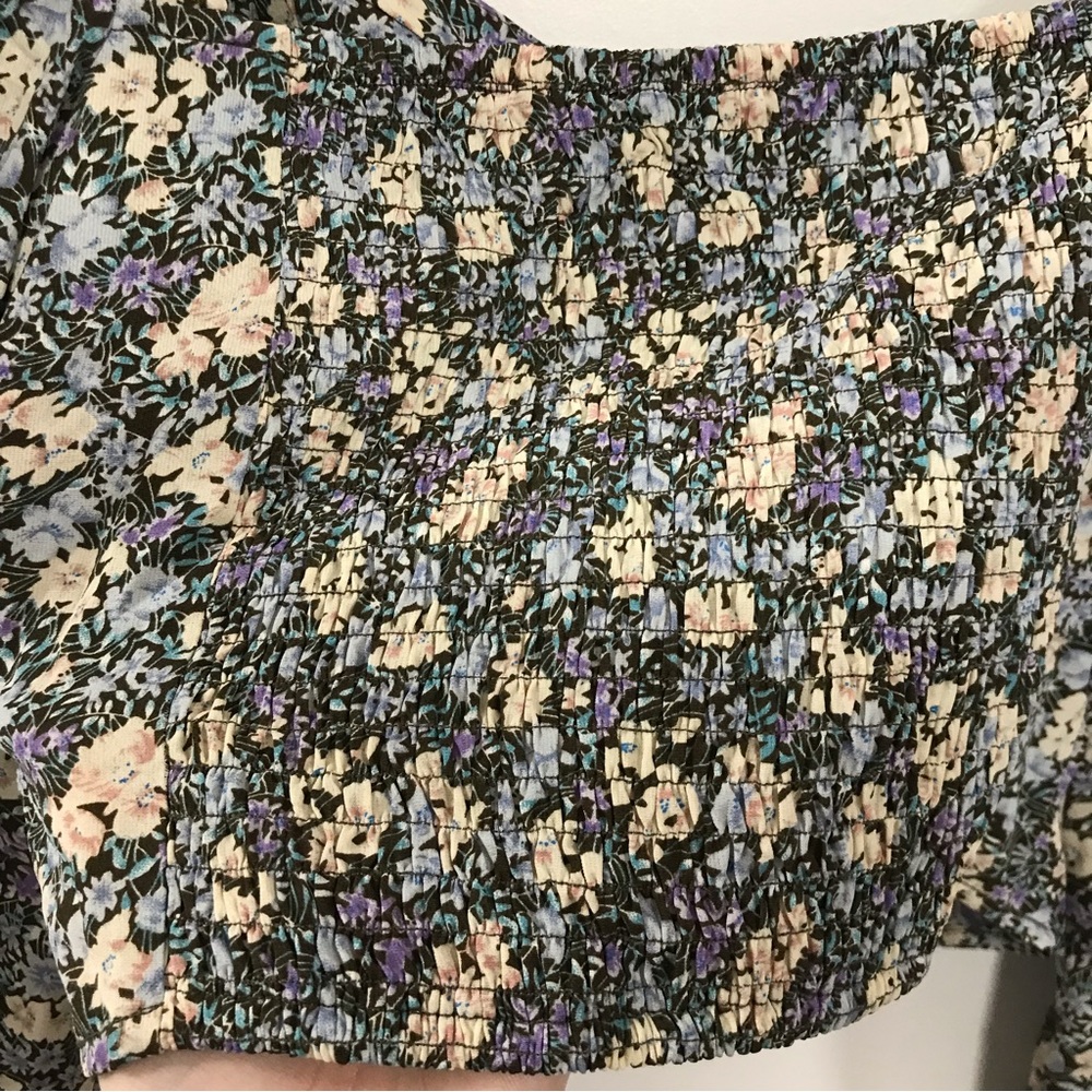 ASTR The Label Brown/Peach Floral Print Balloon Sleeve Top - Picture 6 of 8